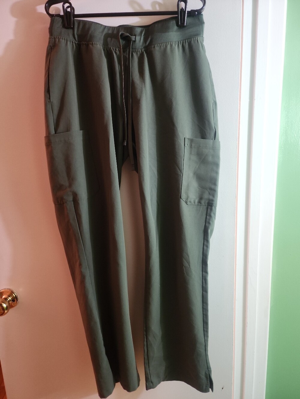 Mandala Olive Green Drawstring Cargo Sxrub Pants